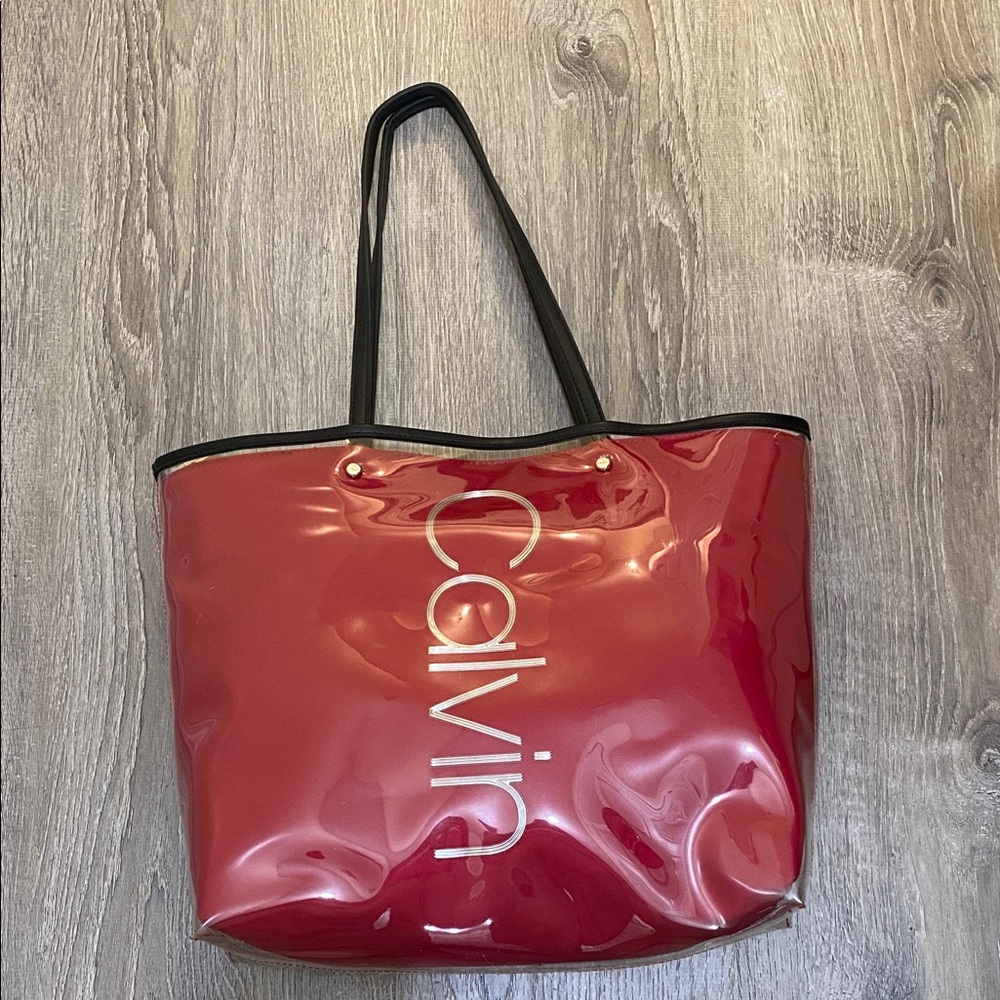 CALVIN KLEIN • Mallory red tote bag